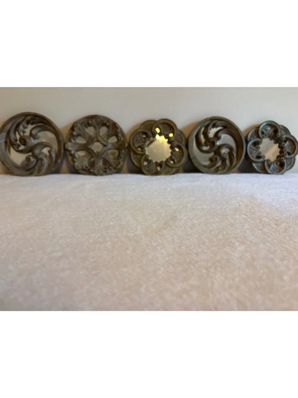 Set of 5 VTG Ornate Round Wall Mirrors Bronze Heavy Resin Frames Celtic Knot 6